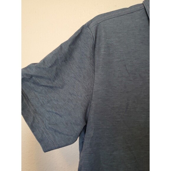 Travis Mathew Shirt Men's M Blue Logo on back stretch Collar Quarter Button - Picture 5 of 15